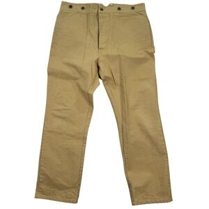 FRONTIER CLASSICS Mens 40x30 Tan Cotton Work Utility Pants Button Fly Work GUC